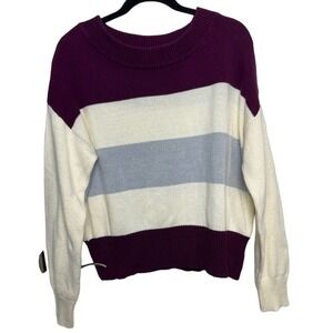 Lucky Brand Soft Oversized Sweater Burgundy/Gray/Cream Tri-Color Block Small